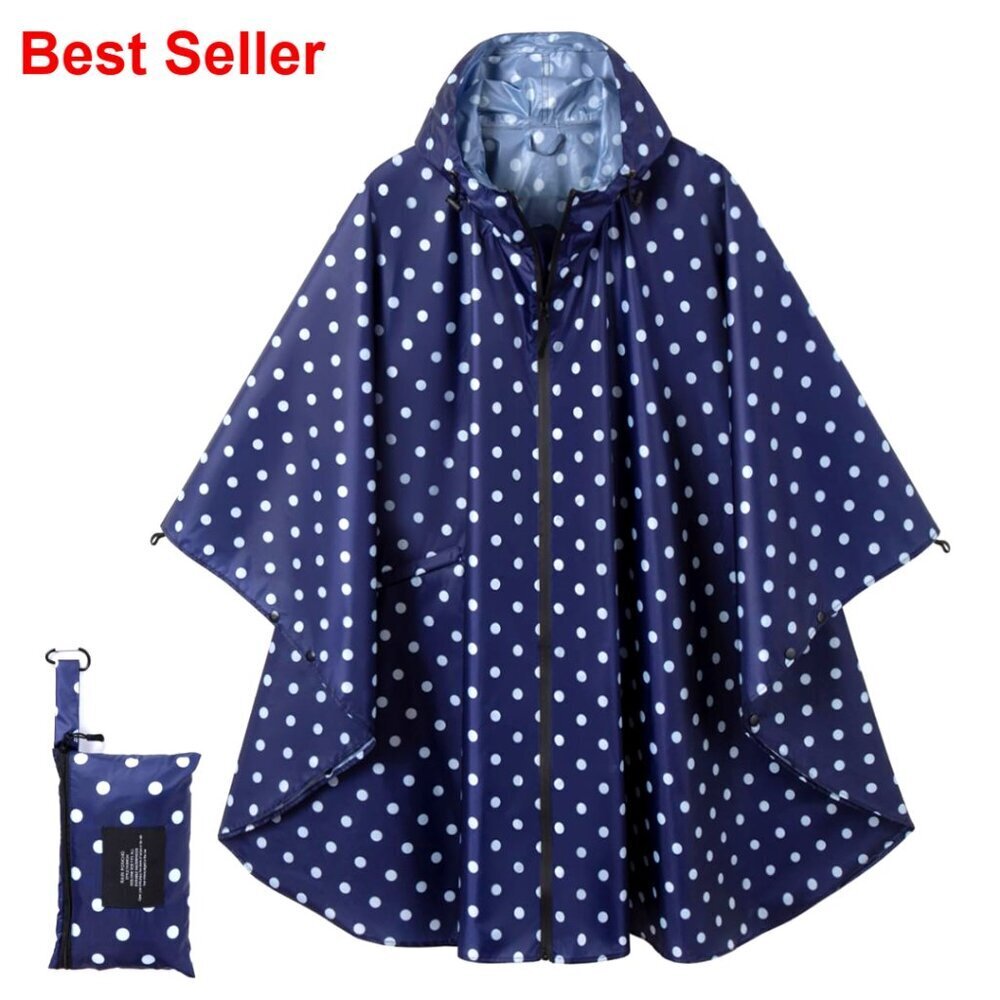 Waterproof Hooded Rain Poncho with Pocket for Adults